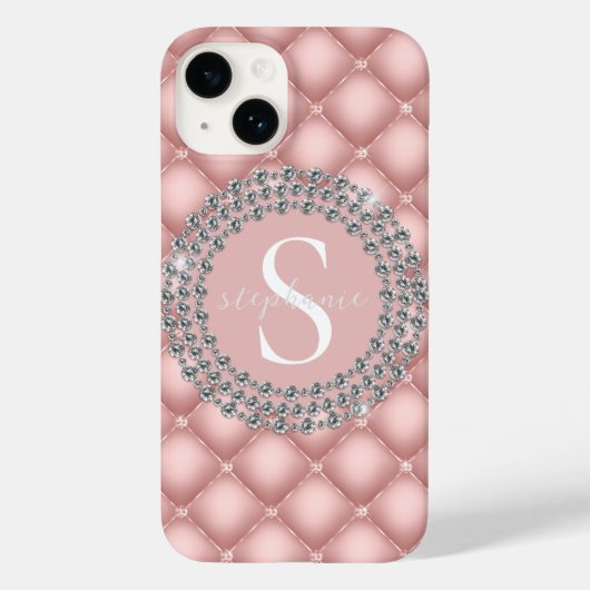Funkelnd Diamanten Rosa Monogramm Case-Mate iPhone Hülle (Rückseite)