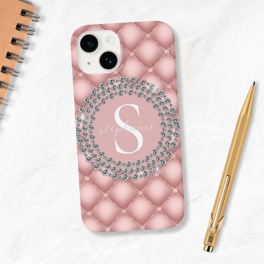 Funkelnd Diamanten Rosa Monogramm Case-Mate iPhone Hülle