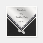Funkelnd Diamanten & Silberbow 70. Geburtstag Serviette (Vorderseite)