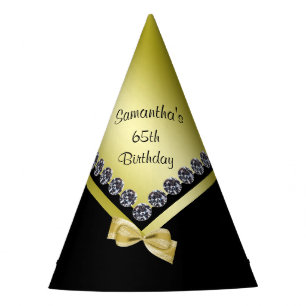 Funkelnd Diamanten u. Goldbogen-65. Geburtstag Partyhütchen