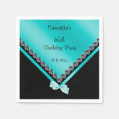 Funkelnd Diamanten und Aquamariner Bow 65. Geburts Serviette (Vorderseite)