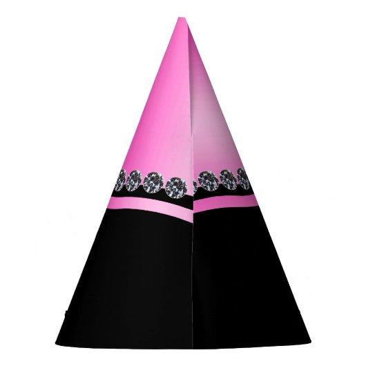Funkelnd Diamanten und rosa Bow Brautparty Partyhütchen (Rückseite)