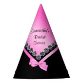 Funkelnd Diamanten und rosa Bow Brautparty Partyhütchen (Vorderseite)