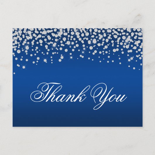 Funkelnd Diamond Confetti Deep Blue Ombre Vielen D Postkarte (Vorderseite)