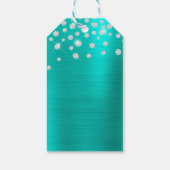 Funkelnd Diamond Confetti Türkis Foil Danke Geschenkanhänger (Rückseite)