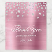 Funkelnd Diamond Pink Satin Foil Danke Weinetikett (Einzelnes Label)