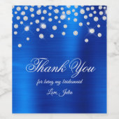 Funkelnd Diamond Royal Blue Satin Foil Danke Weinetikett (Einzelnes Label)