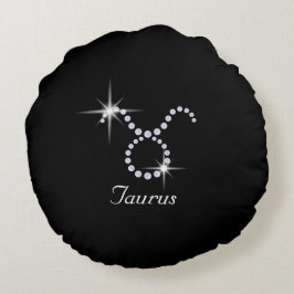 Funkelnd Diamond Taurus Rundes Kissen