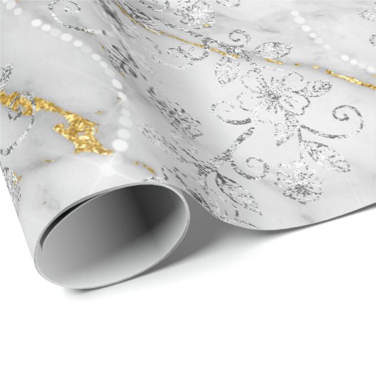 Funkelnd Diamonds Marble Gold White Gray Geschenkpapier (Rolleneckpunkt)