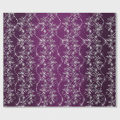 Funkelnd Diamonds Silver Floral Lila Grau Pflaume Geschenkpapier (Flach)