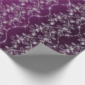 Funkelnd Diamonds Silver Floral Lila Grau Pflaume Geschenkpapier (Ecke)