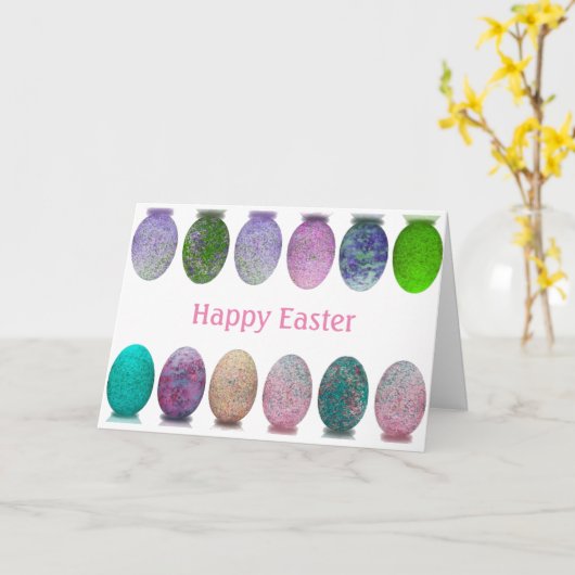 Funkelnd Eier glücklich Ostern Karte (Gelbe Blume)