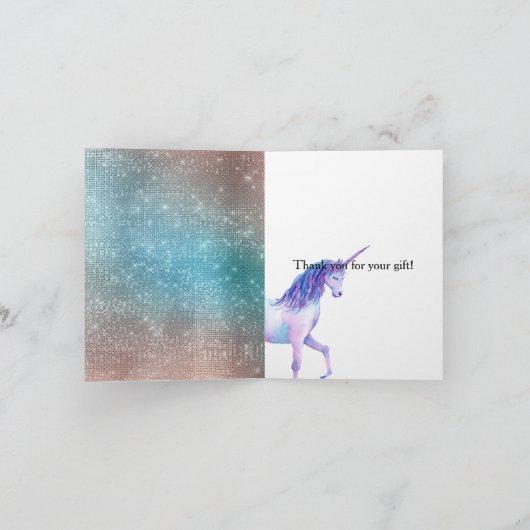 Funkelnd Einhorn Dankeskarte (Innenseite)