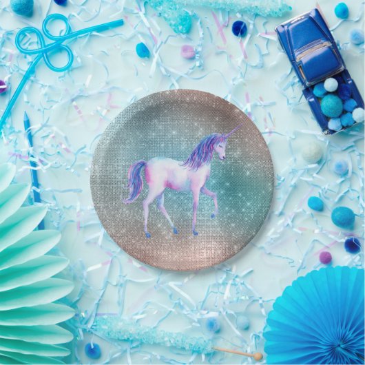 Funkelnd Einhorn Pappteller (Party)