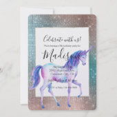 Funkelnd Einhorn zum Geburtstag Einladung (Vorderseite)
