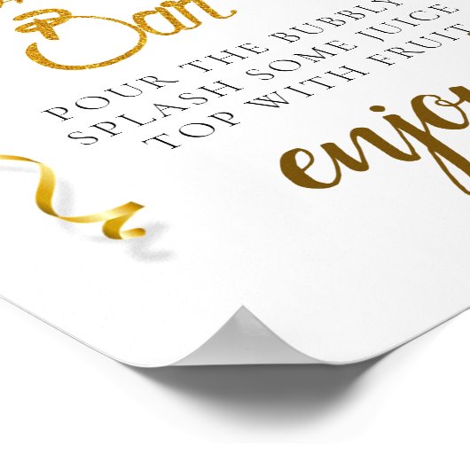 Funkelnd elegantes Baby Dusche Mimosa Bar Zeichen Poster (Ecke)