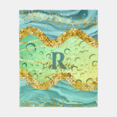 Funkelnd Emerald Green Monogram | Leuchtdichte Fleecedecke (Vorderseite)