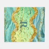 Funkelnd Emerald Green Monogram | Leuchtdichte Fleecedecke (Vorderseite (Horizontal))