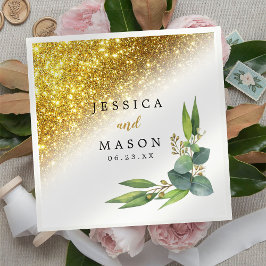 Funkelnd Eukalyptus-Hochzeitcocktail Serviette