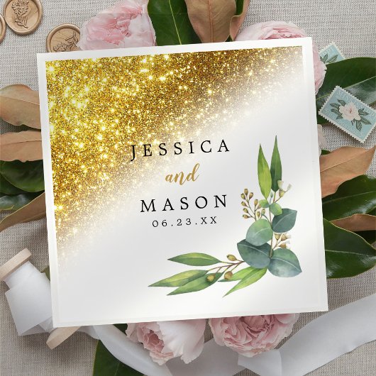 Funkelnd Eukalyptus-Hochzeitcocktail Serviette