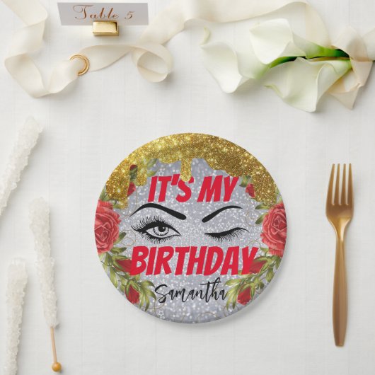 Funkelnd Extravaganter Geburtstag 18. | 21. | 30. Pappteller (Hochzeit)