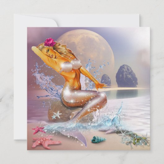 Funkelnd Fantasy Mermaid Flat Card (Vorderseite)