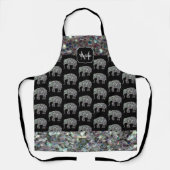 Funkelnd farbiges Silbermosaik Elephant Monogram Schürze (Vorderseite)