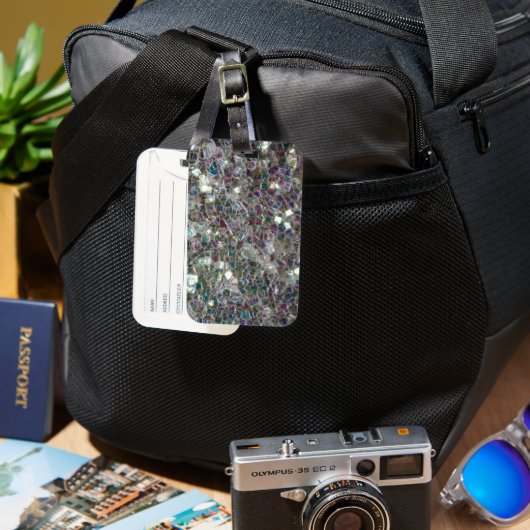 Funkelnd farbiges Silbermosaik Gepäckanhänger (Vorderseite & Rückseite)