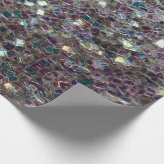 Funkelnd farbiges Silbermosaik Geschenkpapier (Ecke)