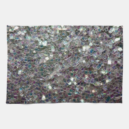 Funkelnd farbiges Silbermosaik Geschirrtuch (Horizontal)