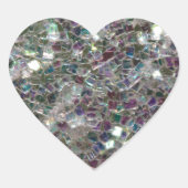 Funkelnd farbiges Silbermosaik Herz-Aufkleber (Vorderseite)