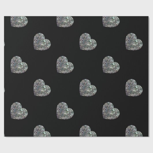 Funkelnd, farbiges Silbermosaik Herzmuster Geschenkpapier (Flach)