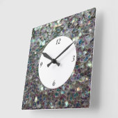 Funkelnd farbiges Silbermosaik mit Zahlen Quadratische Wanduhr (Winkel)