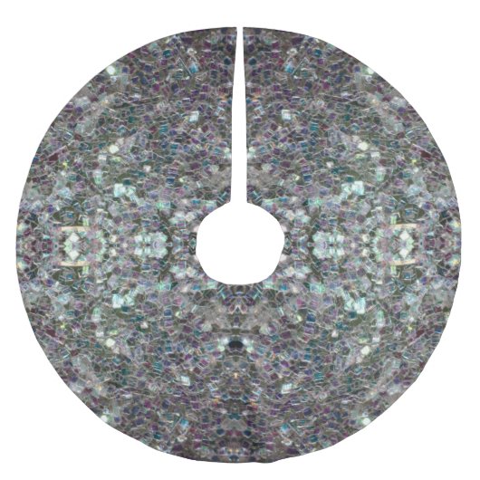 Funkelnd, farbiges Silbermosaik v2 Polyester Weihnachtsbaumdecke (Vorderseite)