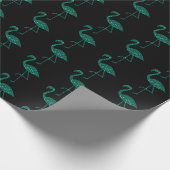 Funkelnd Flamingo Emerald Glitzer Muster schwarz Geschenkpapier (Ecke)