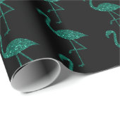 Funkelnd Flamingo Emerald Glitzer Muster schwarz Geschenkpapier (Rolleneckpunkt)
