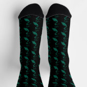 Funkelnd Flamingo Emerald Glitzer Muster schwarz Socken (Oben)
