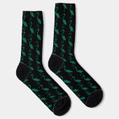 Funkelnd Flamingo Emerald Glitzer Muster schwarz Socken (Rechts)