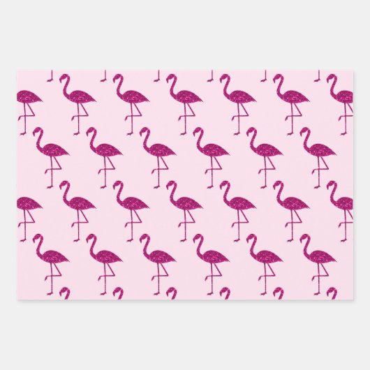 Funkelnd Flamingo-Glitzer-Muster pink Geschenkpapier Set (Vorderseite)