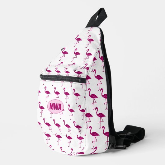 Funkelnd Flamingo-Imitate mit heißrosa Glitzern Mo Crossbody Bag (Rechte Ecke)