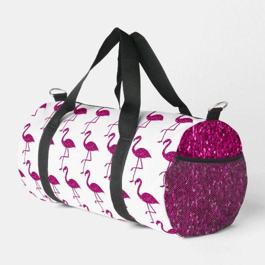 Funkelnd Flamingo-Imitate mit heißrosa Glitzern Mo Duffle Bag (Rechte Ecke)