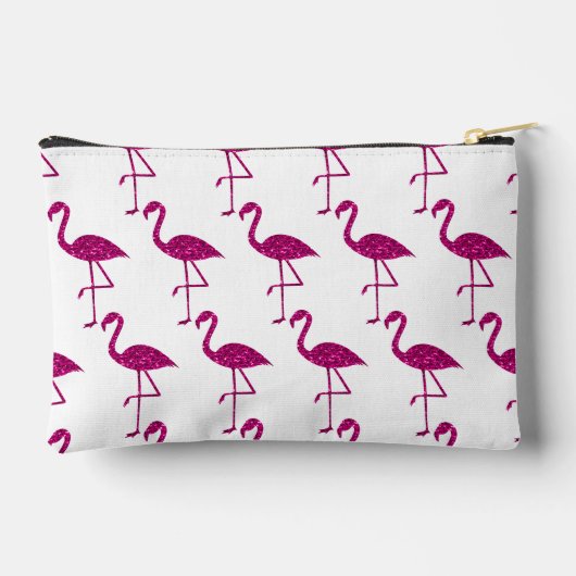 Funkelnd Flamingo-Imitate mit heißrosa Glitzern Mo Zubehörtasche (Rückseite)