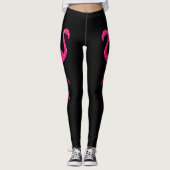 Funkelnd Flamingo-Nebel Rosa Schwarz Leggings (Vorderseite)