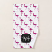 Funkelnd Flamingo Rosa Glitzer Glitzern Monogramm Badhandtuch Set (Handtuch)