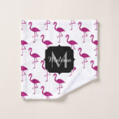 Funkelnd Flamingo Rosa Glitzer Glitzern Monogramm Badhandtuch Set (Waschlappen)