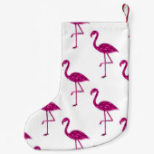 Funkelnd Flamingo Rosa Glitzer Glitzern Monogramm Kleiner Weihnachtsstrumpf (Rückseite)