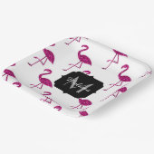 Funkelnd Flamingo Rosa Glitzer Glitzern Monogramm Pappteller (Gewinkelt)