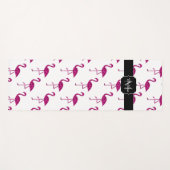 Funkelnd Flamingo Rosa Glitzer Glitzern Monogramm Yogamatte (Vorderseite (Horizontal))