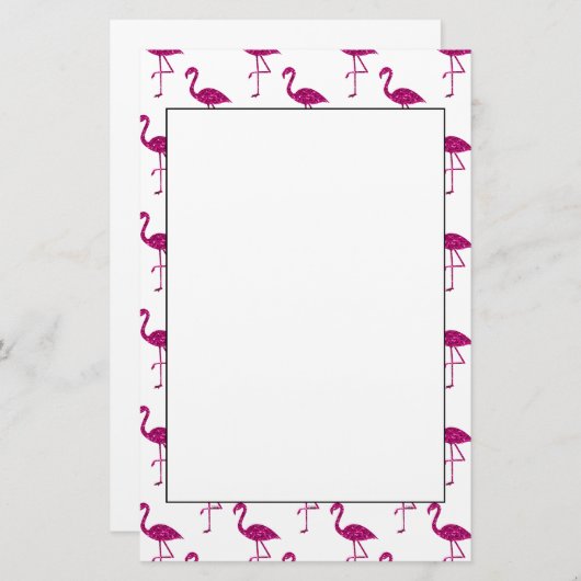 Funkelnd Flamingo Rosa Glitzer Glitzern Muster Briefpapier (Vorne/Hinten)
