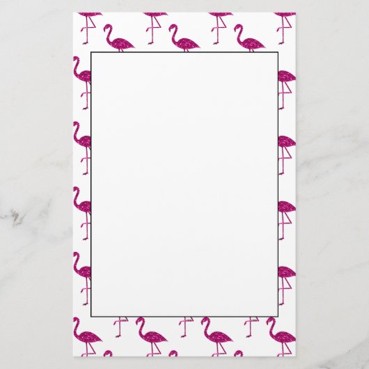 Funkelnd Flamingo Rosa Glitzer Glitzern Muster Briefpapier (Vorderseite)